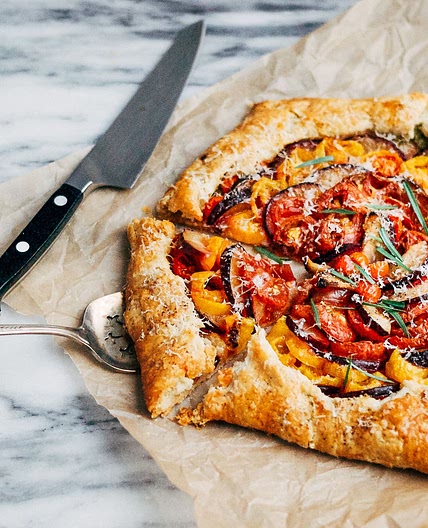 Tomato & Plum Galette with Black Pepper-Parmesan Crust