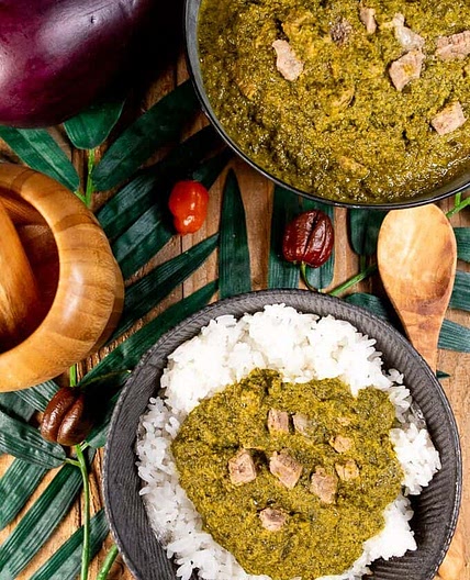 Cassava Leaf Stew/Sauce a recipe from Sierra Leone
