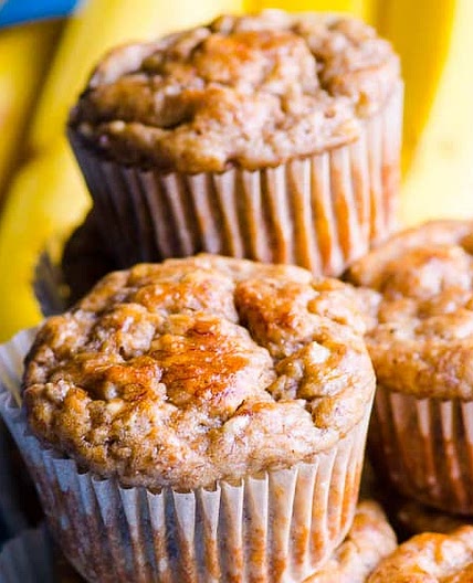 Healthy Banana Muffins with Applesauce