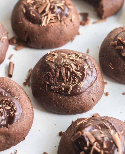 Raspberry Chocolate Thumbprint Cookies