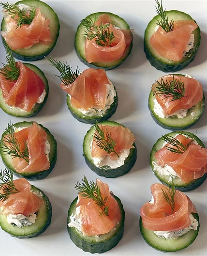 Cucumber Bites with Dill Cream and Smoked Salmon