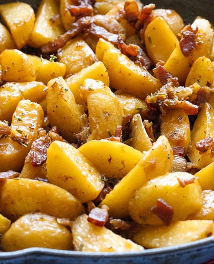 Potatoes Boulangere with bacon