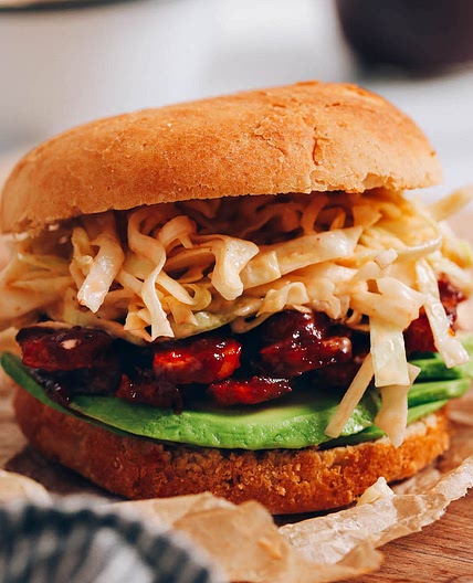 BBQ Tempeh Sandwiches with Sweet & Spicy Slaw