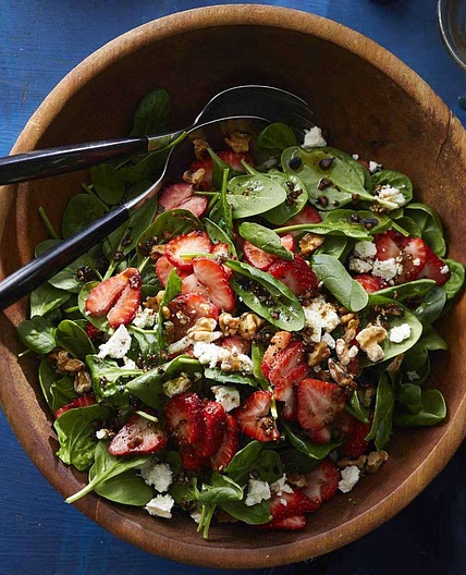 Spinach-Strawberry Salad with Feta & Walnuts