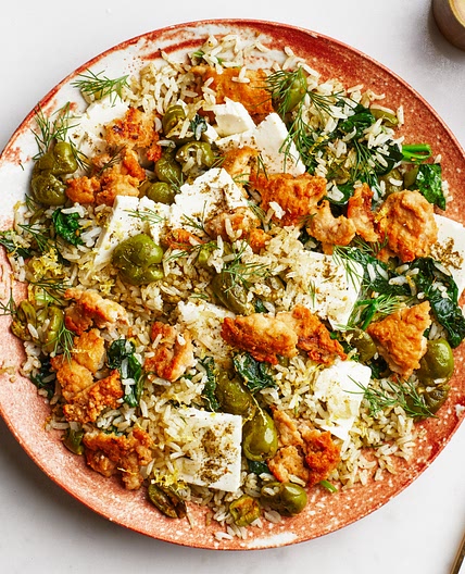 Crispy Chicken With Za’atar-Olive Rice
