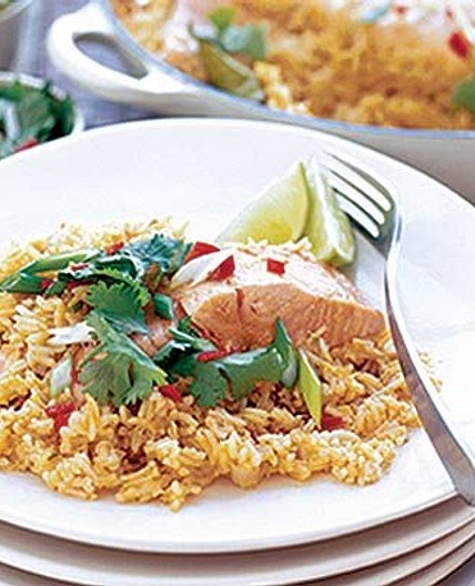 Thai coconut rice with salmon