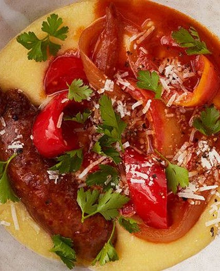 Sausage-and-Pepper Ragu Over Polenta