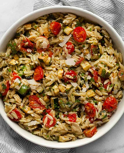 30-Minute Roasted Tomato Zucchini Orzo