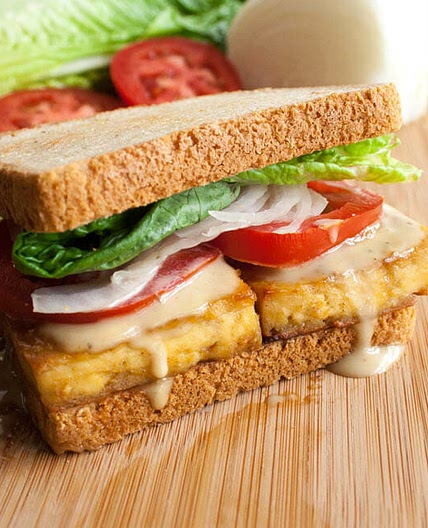 Maple Dijon Baked Tofu Sandwich