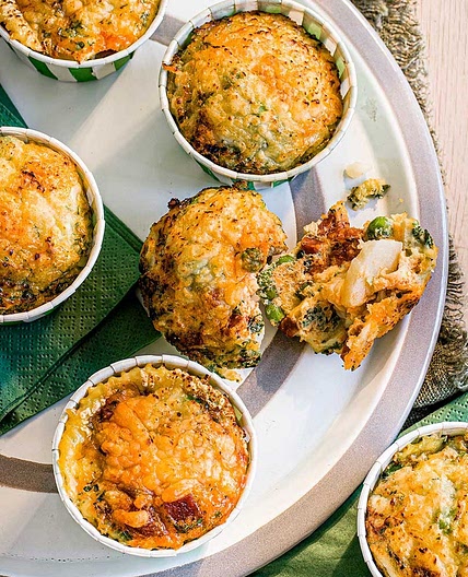 Mini chorizo, pea & potato frittatas