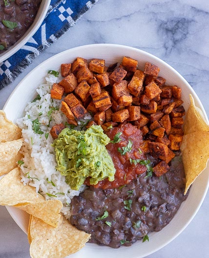 Roasted Sweet Potato and Black Bean Burrito Bowls