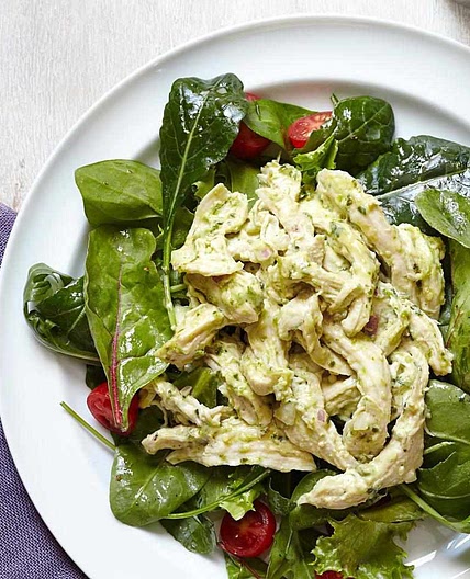 Creamy Pesto Chicken Salad with Greens