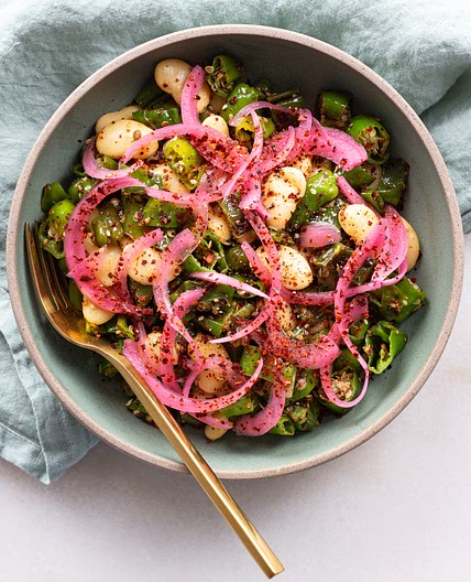 Shishito Pepper Salad with Sizzled Mint & Sesame