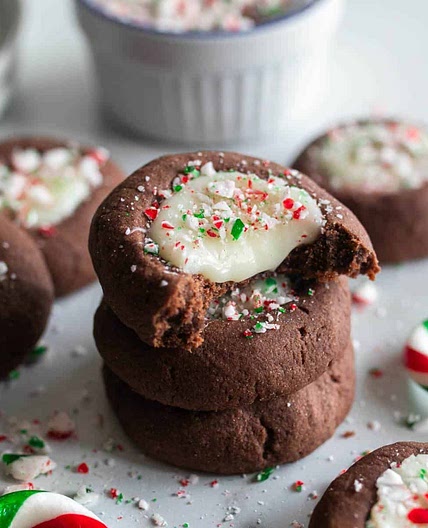 White Chocolate Candy Cane Thumbprint Cookies