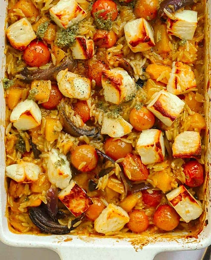Halloumi & Butternut Squash Orzo Bake