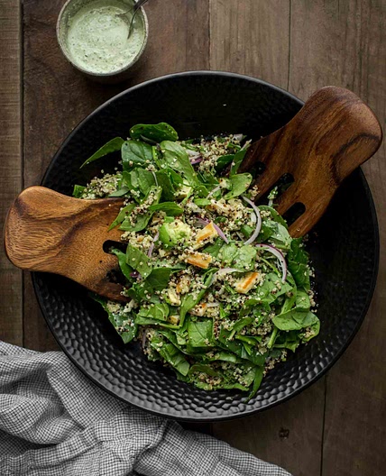 Halloumi Salad with Quinoa And Spinach