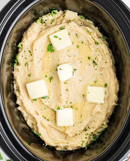 Slow Cooker Mashed Potatoes with Chicken Broth