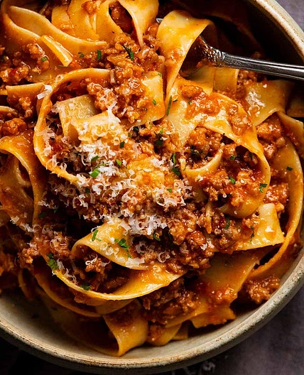 Sausage ragu with pappardelle pasta