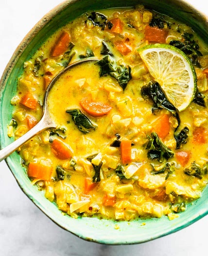 Curried Cauliflower Soup Kale Recipe