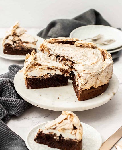 Chocolate Meringue Brownie Cake
