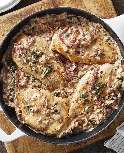 Chicken Cutlets with Creamy Spinach & Roasted Red Pepper Sauce