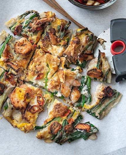 Extra Crispy Haemul Pajeon (Seafood Scallion Pancake)