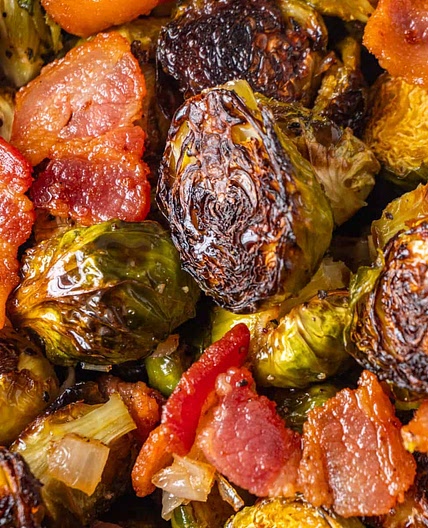 Brussel Sprouts with Bacon and a Maple Balsamic Glaze