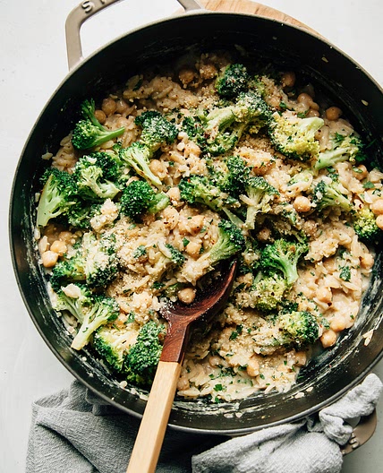 Creamy Lemon Orzo with Chickpeas & Broccoli