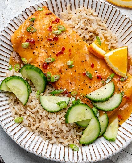 Sweet + Spicy Saucy Orange Salmon
