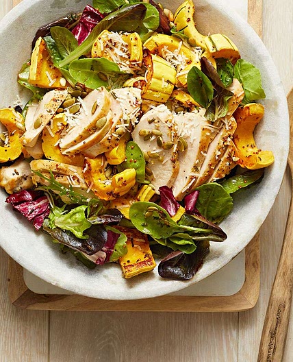 Roasted Chicken & Winter Squash over Mixed Greens