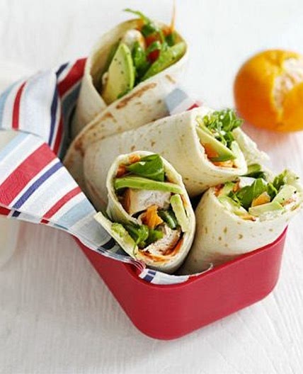 Chicken, carrot & avocado rolls