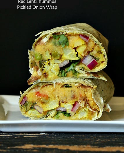 Gobi Aloo Wrap Vegan Red Lentils Hummus Wrap with Cauliflower and Potatoes