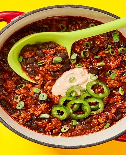 One-Pot Cowboy Turkey & Bean Chili with Jalapeño & Smoky Red Pepper Crema
