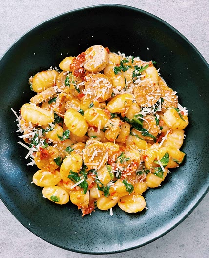 Spicy, Creamy Gnocchi with Chicken Sausage