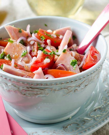 Salade de tomates cerise au jambon