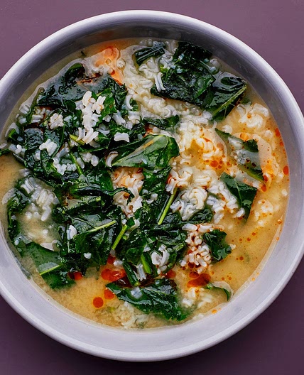Cheesy Rice Porridge With Greens