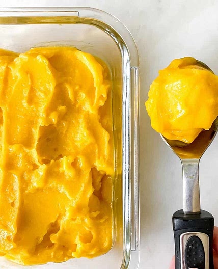 2 Ingredient Mango Sorbet (without Ice Cream Maker)