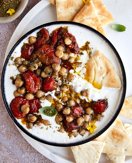 Creamy Whipped Feta Dip With Roasted Tomatoes and Chickpeas