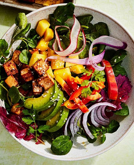Tofu & Watercress Salad with Mango & Avocado