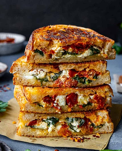 Feta Grilled Cheese Sandwich with Spinach