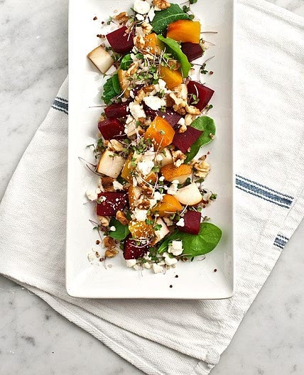 Roasted Beet Salad with Pear and Walnuts