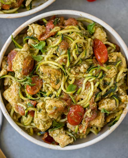 Pesto Chicken Zucchini Noodles