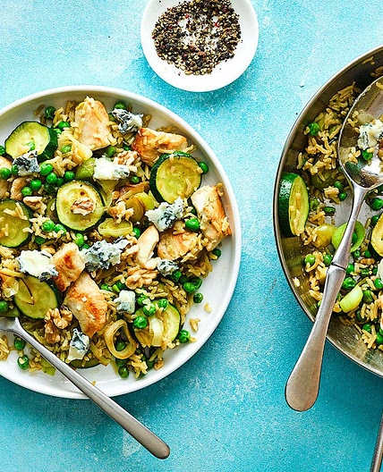 Chicken, leek & blue cheese pilaf
