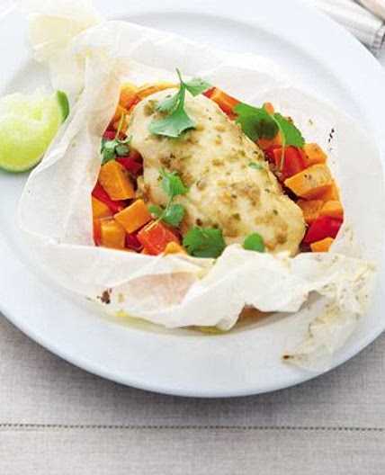 Thai-style chicken & sweet potato parcels