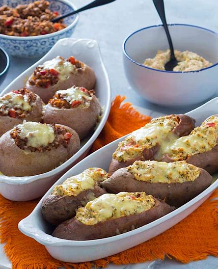 Stuffed jacket potatoes (two ways)