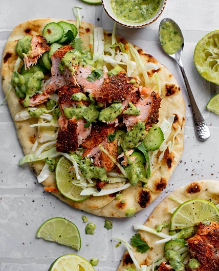 Blackened Salmon with Grilled Naan