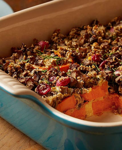 Sweet Potato Casserole with Herbed Mushroom Stuffing