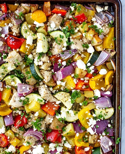 Sheet Pan Greek Chicken {Meal Prep}