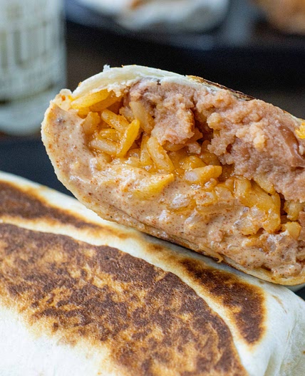 Cheesy Bean Rice Burrito