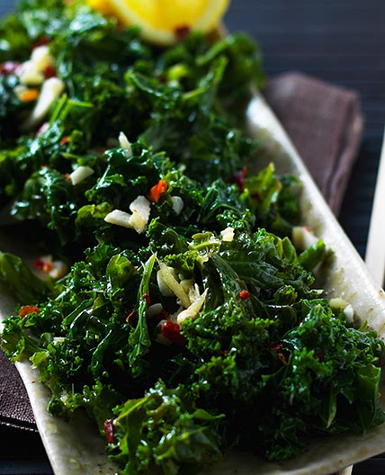 Stir-fried kale with chilli, ginger and garlic
